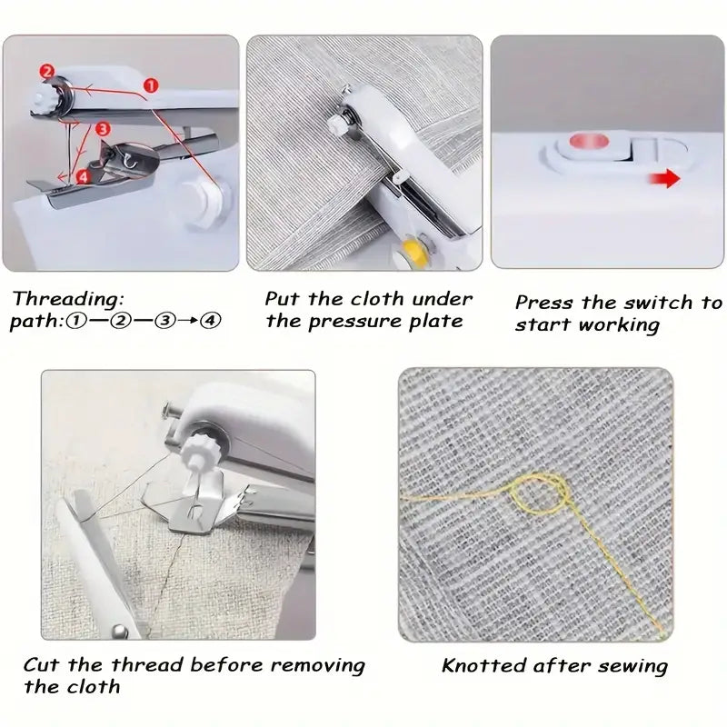 User-Friendly Portable Handheld Sewing Machine Kit: Mini Sewing Machine for Quick Repair of All Fabrics, Perfect for Home DIY and Travel Repair